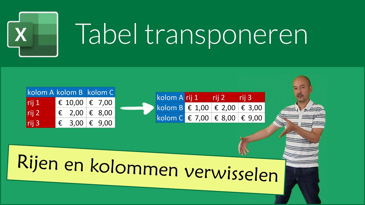 Rijen En Kolommen Verwisselen (transponeren) - YouTube