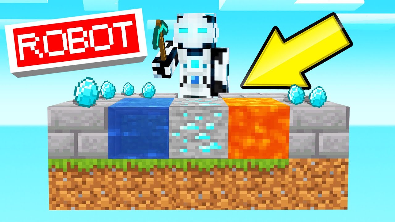 I Built A Robot To Auto Mine In Skyblock Minecraft Youtube