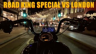 Harley Davidson, Road King Special POV - LONDON....NIGHT RIDE- No Talking  (December 2023)