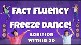 Fact Fluency Freeze Dance! Addition within 20 - Grade 1 & 2 Math Skills