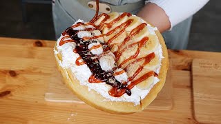 두툼한 와플에 단팥과 생크림이 가득! 레드빈 와플 / Sweet Red Bean Waffle / Korean Street Food