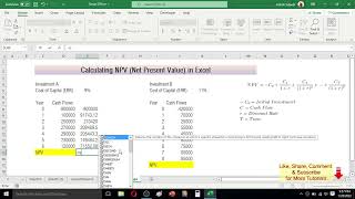 Calculate NPV in Excel