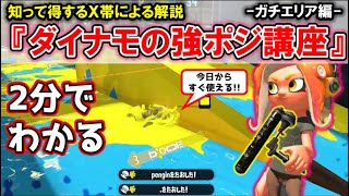 【スプラ2】2分でわかる知って得する強ポジ講座-ガチエリア編-【スプラトゥーン2 ダイナモローラーベッチュー / アンチョビットゲームズ / Bバスパーク】