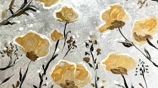 How to paint yellow flowers in acrylic paints. Easy step by step tutorial art project for beginners.