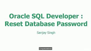 SQL Developer Password Reset