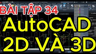 Bài Tập 34 - cấp tốc - autocad cơ bản - giải bài tập autocad 2d và 3d