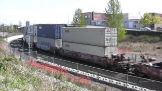 HiDef BNSF WB Stack Container Freight Just West of Everett Station, WA.  1408 HRS  4-11-10