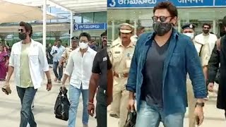 Venkatesh, Rana and Naga Chaitanya Spotted @ Gannavaram Airport | Manastars