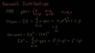 Bernoulli Distribution - Derivation of Mean, Variance & Moment Generating Function (English)