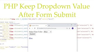 PHP Keep Dropdown Value After Form Submit