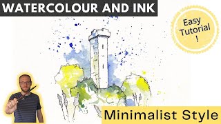 Minimalist Urban Sketching JUST TWO Colours - Easy Watercolour and Ink Tutorial