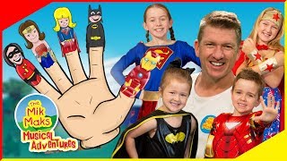 Sing-a-long Finger Family with Superheros | Live Nursery Rhymes | The Mik Maks