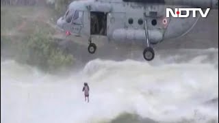 Watch: IAF's Dramatic Rescue Of Man Holding On To Tree At Overflowing Dam