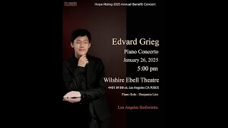 4k, Edvard Grieg's Piano Concerto performed by Benjamin Lim with LA Sinfonietta Debut  Orchestra