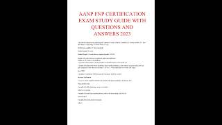 AANP FNP CERTIFICATION EXAM STUDY GUIDE WITH QUESTIONS AND ANSWERS 2023