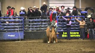 Logan Hodgson 77 in the Bareback at Canada's 2012 Ultimate Cowboy Challenge in Ponoka, AB