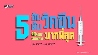 5 อันดับวัคซีนที่มีผู้มารับบริการมากที่สุด โรงพยาบาลเวชศาสตร์เขตร้อน (ม.ค. 2567 - ก.ย. 2567)