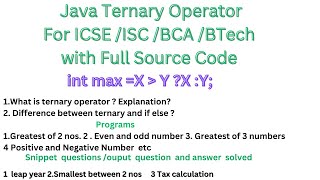 Ternary Operator in Java (?:) || Conditional Operator with Source Code #java #ternary