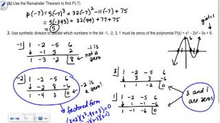 Section 7.4 Algebra 2: The Remainder and Factor Theorems