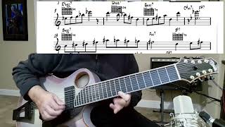 1-Finger Coltrane Patterns(1-2-3-5) on 9-String Guitar, Giant Steps