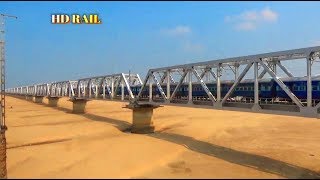 At a same time 2 train passing on the Mahanadi Railway bridge