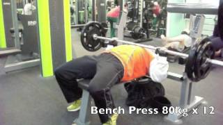 Chest and Tricep: Bench Press, Weighted Dips, Tricep Pushdowns and Extension, Pec Deck