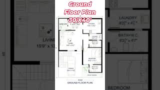 30 X 40 HOUSE PLAN,30 BY 40 HOME PLAN,3BHK PLAN #shorts  #homedesign #gharkanaksha #trendingshorts