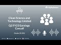 CLEAN Stock | Clean Science and Technology Limited Q2 FY23 Earnings Concall