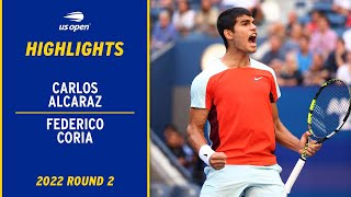 Carlos Alcaraz vs. Federico Coria Highlights | 2022 US Open Round 2