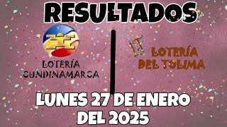 RESULTADO LOTERÍA DE CUNDINAMARCA, LOTERÍA DEL TOLIMA DEL LUNES 27 DE ENERO DEL 2025