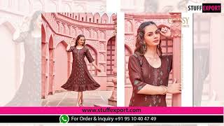 Stuff Export present Kinti Fashion Spectrum Fancy Heavy Rayon Short Anarkali Kurti Catalog Wholesale