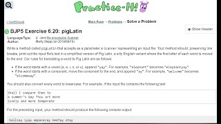 Java Practice It | Exercise 6.20: pigLatin | file processing, Scanner