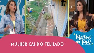 Marido pula do telhado para salvar esposa | Melhor da Tarde