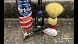 Shaving with the Schick L and Barbasol