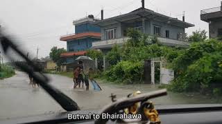 Butwal to Bhairahawa  road under flooded