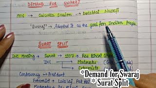 Demand for Swaraj \u0026 Surat Split||Handwritten Notes||National Movement|| lModern India||An Aspirant !