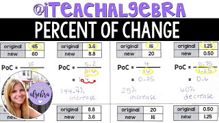 Algebra 1 - Percent of Change (increase and decrease)