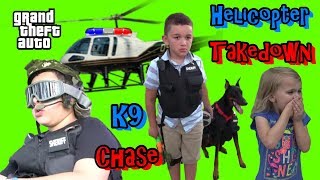 JAIL BREAK EXPLOSION! COPS AND ROBBERS - POLICE DOG HELICOPTER CHASE!