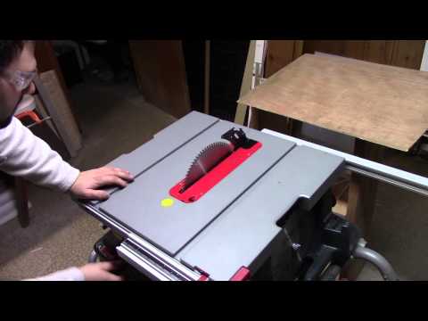 Cutting HDPE Plastic plate on table saw Cutting HDPE Plastic plate on table saw