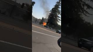 Car engine fire in Sacramento California