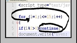 Javascript Continue - Display only Even Numbers