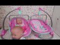 la newborn twin baby dolls morning routine feeding and changing baby dolls