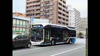 トヨタ自動車 トヨタFCバス 燃料電池車・ノンステ(J-BUS車体) ZBC-MUM1NAE 都営バス 深川営業所 S-C104 木11 甲 系統 新木場駅前(構内)→(新木場循環)→東陽町駅前