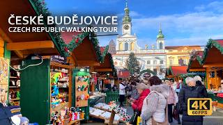 České Budějovice, Czech Republic walking tour 2024 4K 60 FPS | CHRISTMAS markets in old town