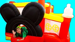 Jannie Pretend Play with Mickey Mouse Inflatable Bounce Playhouse Jumper Toy for Kids