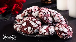 Red Velvet Crinkle Cookies - Christmas Festive Cookies