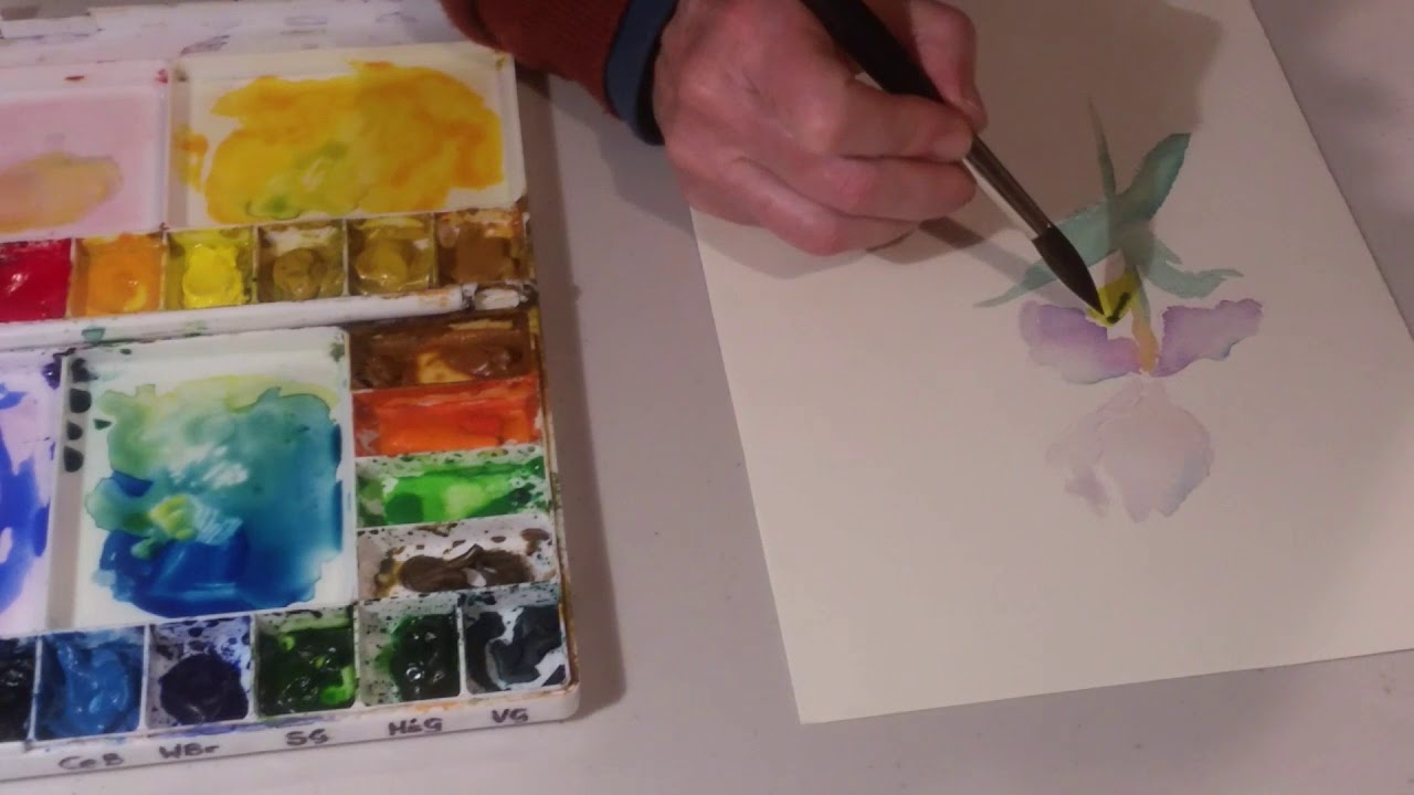 Watercolor Flower Painting Wet Into Wet - YouTube