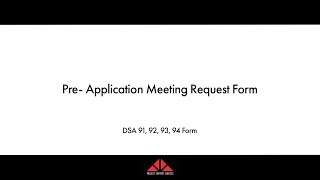 Pre Application Meeting Request Form(s)