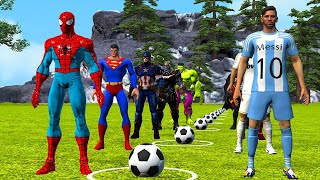 Game GTA 5 Superheroes | SpiderMan vs Ronaldo vs Messi vs Batman Soccer Skills Challenge funny video