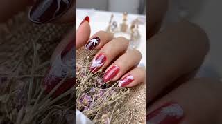 #430 beautiful nail art design ideas 🎀🍒 - #美甲教程 初秋最佳搭配，红袖蝴蝶结🎀暖色🍒 #Shorts